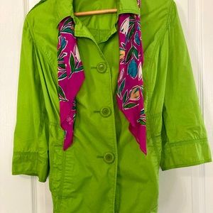 Fun jacket with scarf. Lightweight 100% cotton. Nice pockets